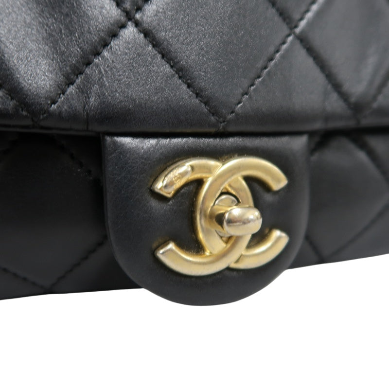 CHANEL Classic Flap CF Lambskin Shoulder Bag Black Gold-Tone Hardware