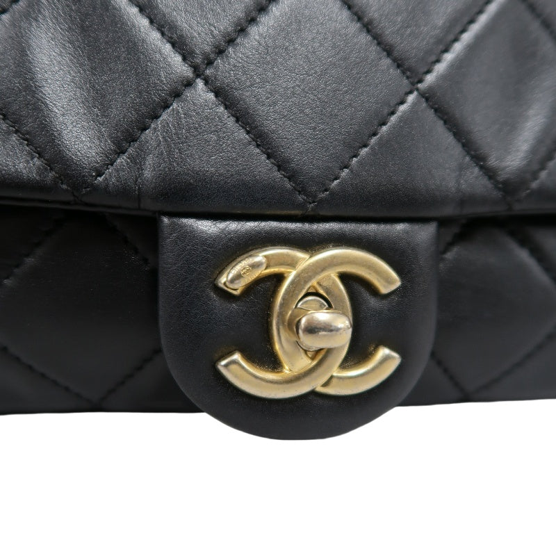 CHANEL Classic Flap CF Lambskin Shoulder Bag Black Gold-Tone Hardware