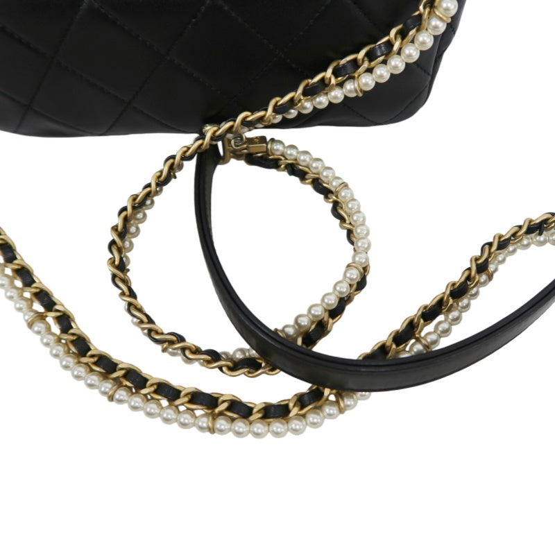 CHANEL Classic Flap CF Lambskin Shoulder Bag Black Gold-Tone Hardware
