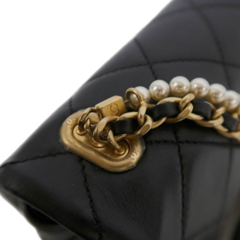 CHANEL Classic Flap CF Lambskin Shoulder Bag Black Gold-Tone Hardware