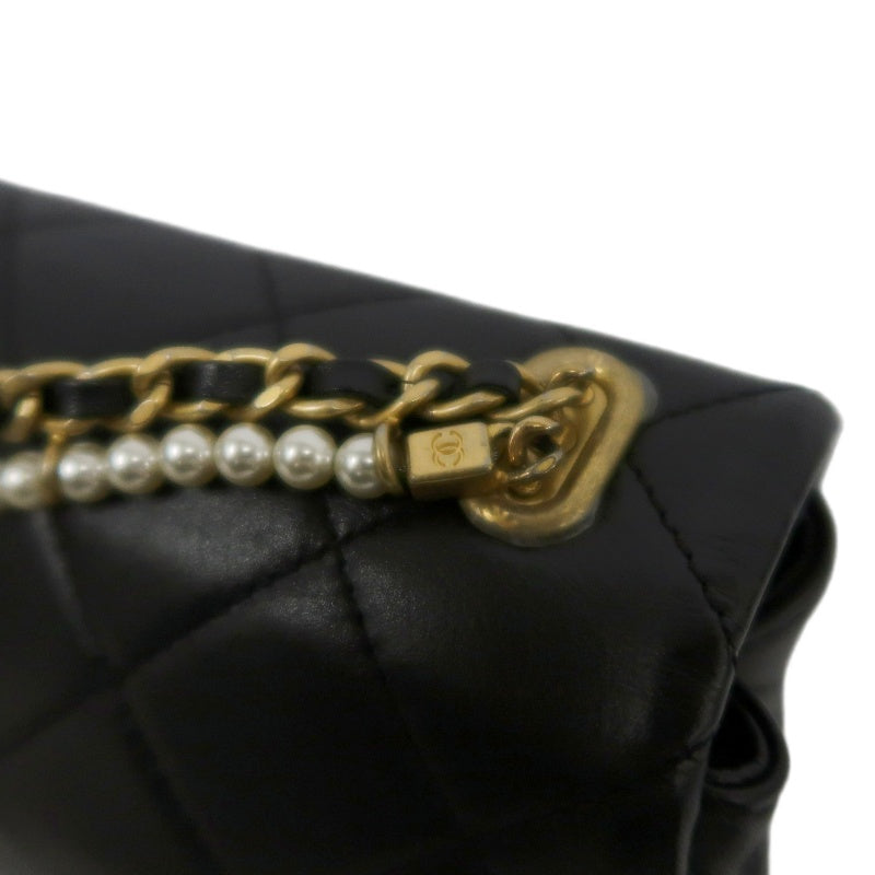CHANEL Classic Flap CF Lambskin Shoulder Bag Black Gold-Tone Hardware