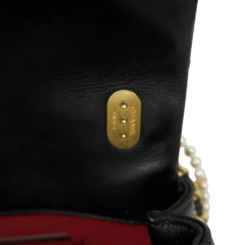 CHANEL Classic Flap CF Lambskin Shoulder Bag Black Gold-Tone Hardware
