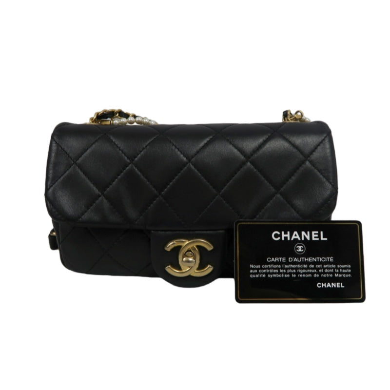 CHANEL Classic Flap CF Lambskin Shoulder Bag Black Gold-Tone Hardware