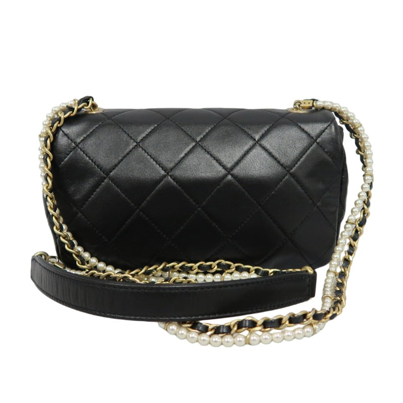 CHANEL Classic Flap CF Lambskin Shoulder Bag Black Gold-Tone Hardware