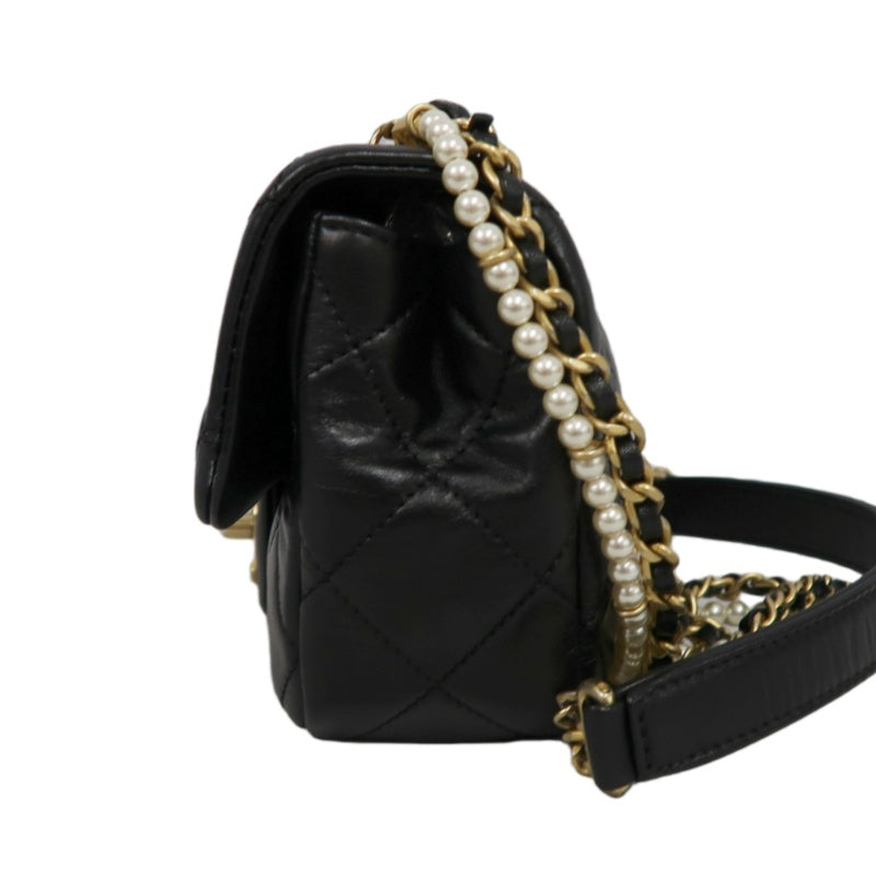 CHANEL Classic Flap CF Lambskin Shoulder Bag Black Gold-Tone Hardware