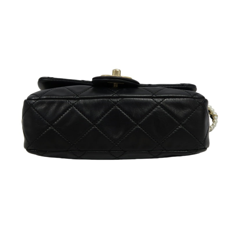 CHANEL Classic Flap CF Lambskin Shoulder Bag Black Gold-Tone Hardware