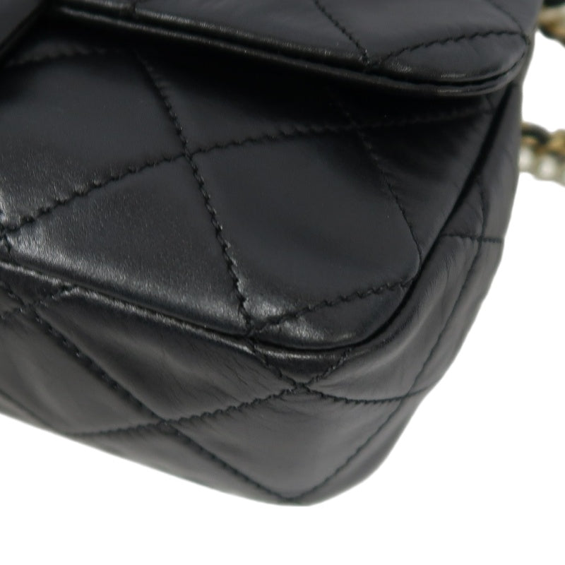 CHANEL Classic Flap CF Lambskin Shoulder Bag Black Gold-Tone Hardware