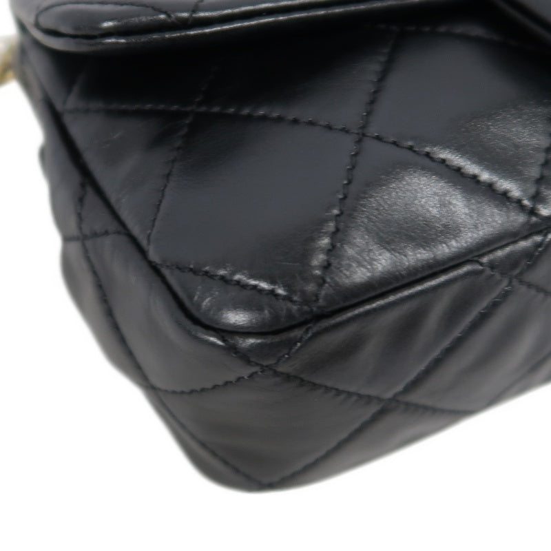 CHANEL Classic Flap CF Lambskin Shoulder Bag Black Gold-Tone Hardware