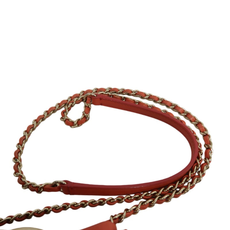 CHANEL Matelasse Caviar Leather Drawstring Bucket Shoulder Bag Orange Gold-Tone Hardware