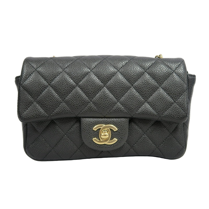 CHANEL Classic Flap CF Caviar Leather Shoulder Bag Black Gold-Tone Hardware