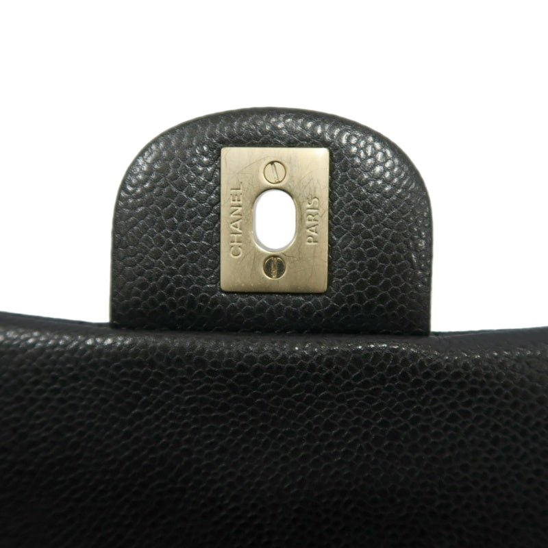 CHANEL Classic Flap CF Caviar Leather Shoulder Bag Black Gold-Tone Hardware