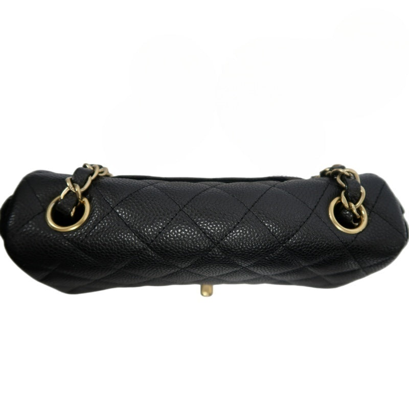 CHANEL Classic Flap CF Caviar Leather Shoulder Bag Black Gold-Tone Hardware