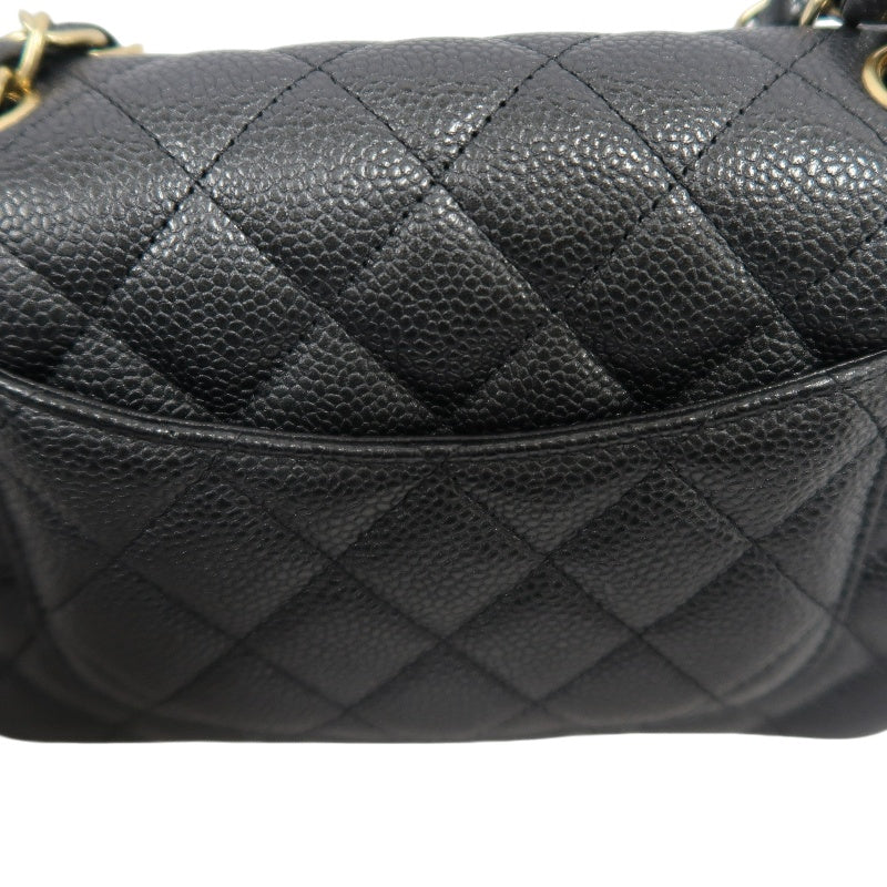 CHANEL Classic Flap CF Caviar Leather Shoulder Bag Black Gold-Tone Hardware