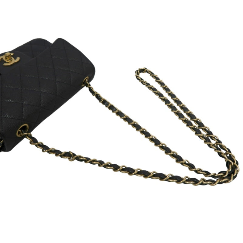CHANEL Classic Flap CF Caviar Leather Shoulder Bag Black Gold-Tone Hardware