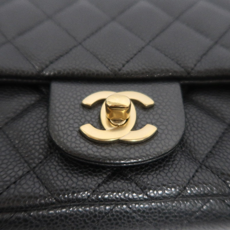 CHANEL Classic Flap CF Caviar Leather Shoulder Bag Black Gold-Tone Hardware