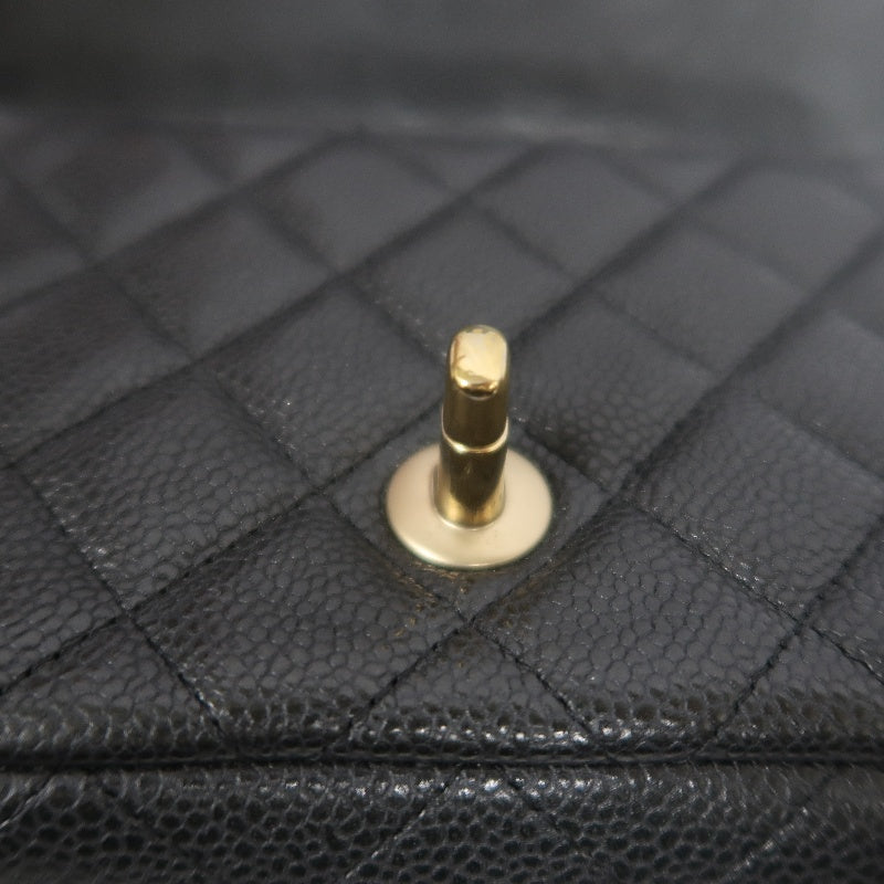 CHANEL Classic Flap CF Caviar Leather Shoulder Bag Black Gold-Tone Hardware