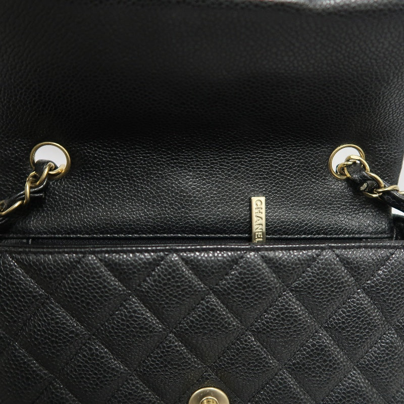 CHANEL Classic Flap CF Caviar Leather Shoulder Bag Black Gold-Tone Hardware