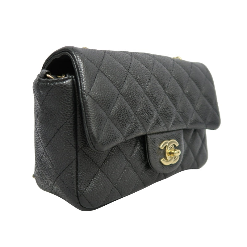 CHANEL Classic Flap CF Caviar Leather Shoulder Bag Black Gold-Tone Hardware