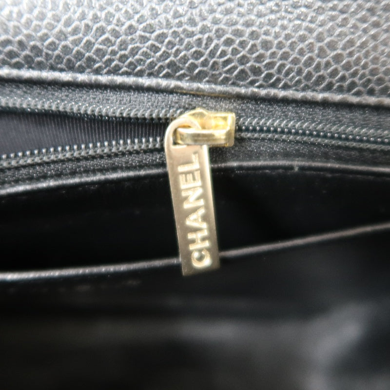 CHANEL Classic Flap CF Caviar Leather Shoulder Bag Black Gold-Tone Hardware