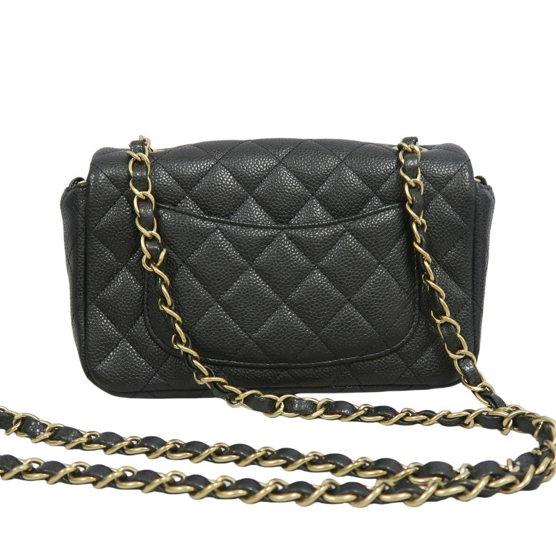 CHANEL Classic Flap CF Caviar Leather Shoulder Bag Black Gold-Tone Hardware