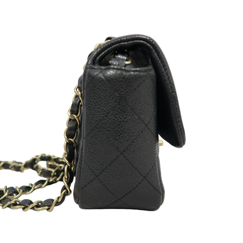 CHANEL Classic Flap CF Caviar Leather Shoulder Bag Black Gold-Tone Hardware