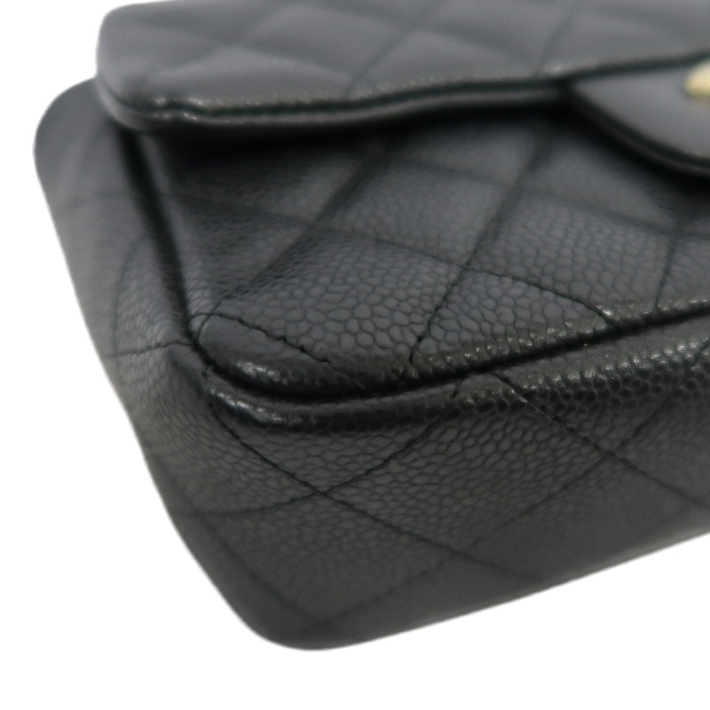 CHANEL Classic Flap CF Caviar Leather Shoulder Bag Black Gold-Tone Hardware