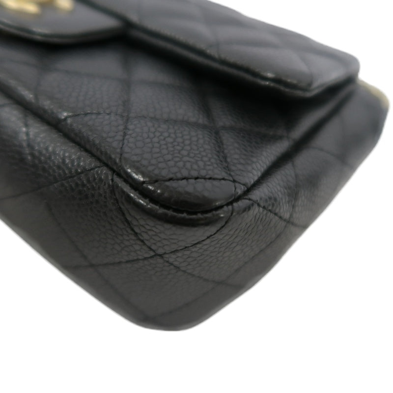 CHANEL Classic Flap CF Caviar Leather Shoulder Bag Black Gold-Tone Hardware