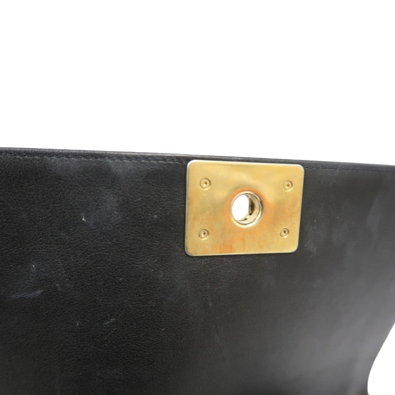 CHANEL Boy Matelassé Caviar Leather Shoulder Bag Black Gold-Tone Hardware