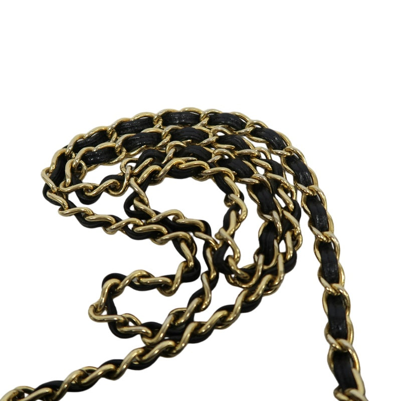 CHANEL Matelasse Lambskin Shoulder Bag Black Gold-Tone Hardware