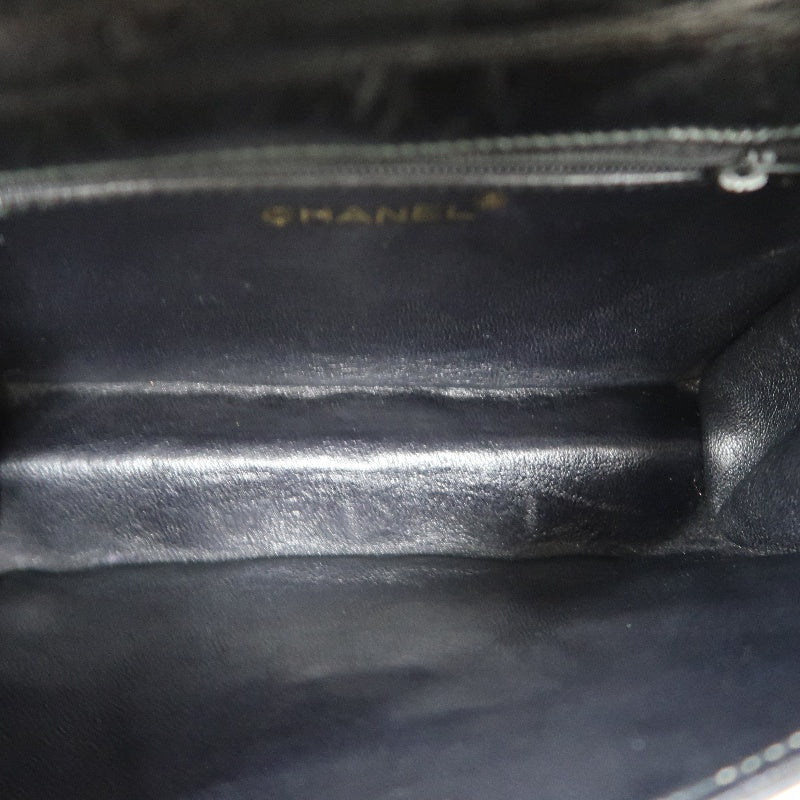 CHANEL Matelasse Lambskin Shoulder Bag Black Gold-Tone Hardware