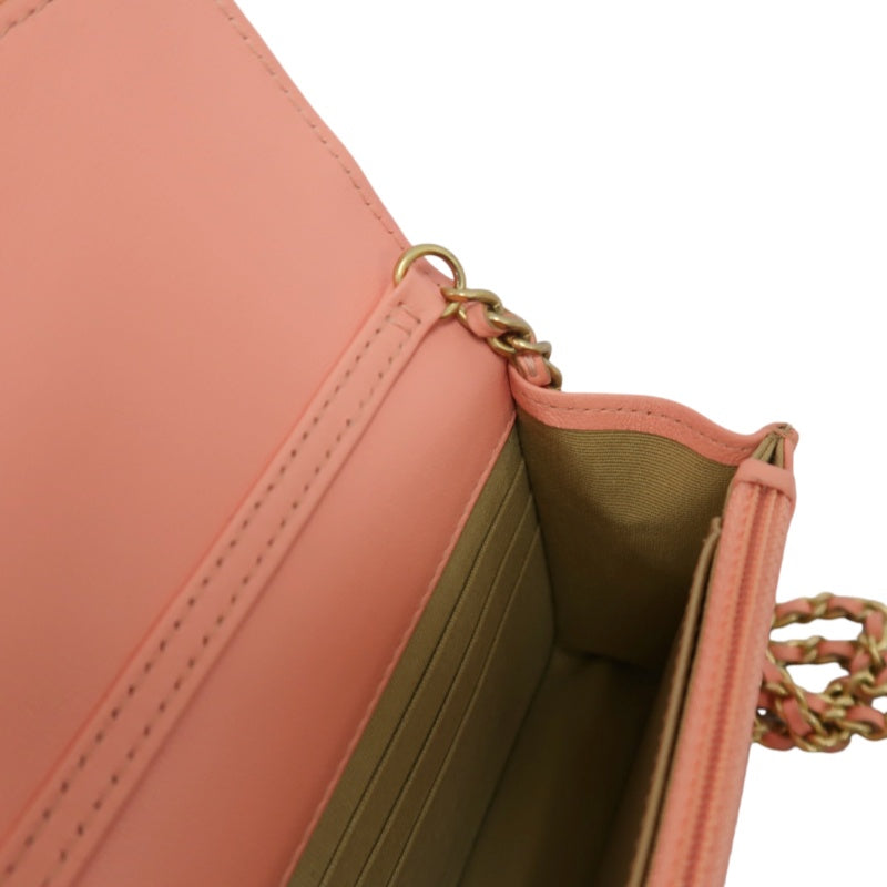 CHANEL Matelassé Lambskin Shoulder Bag Pink Gold-Tone Hardware Ball Clasp