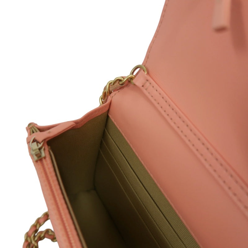 CHANEL Matelassé Lambskin Shoulder Bag Pink Gold-Tone Hardware Ball Clasp