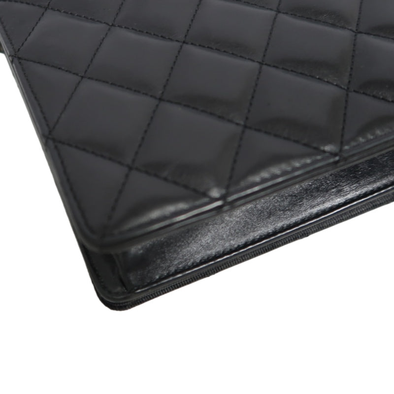 CHANEL Matelassé Lambskin Shoulder Bag Black Silver-Tone Hardware