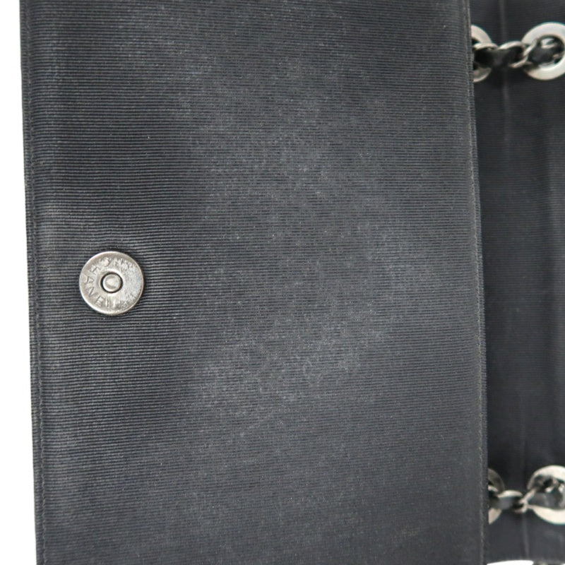 CHANEL Matelassé Lambskin Shoulder Bag Black Silver-Tone Hardware