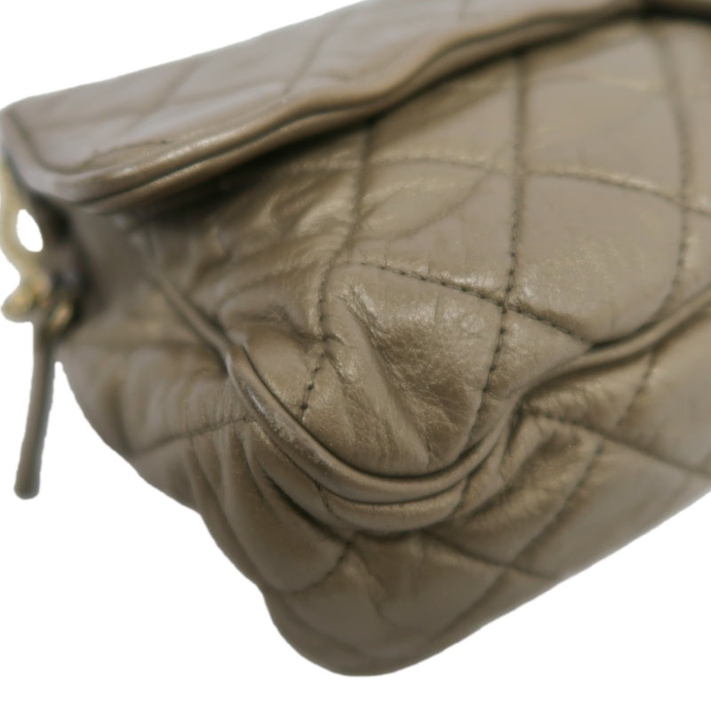 CHANEL Classic Flap CF Calfskin Shoulder Bag Gold Brown Gold-Tone Hardware