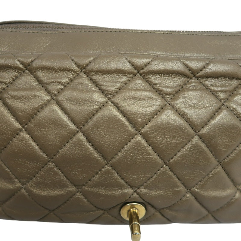CHANEL Classic Flap CF Calfskin Shoulder Bag Gold Brown Gold-Tone Hardware