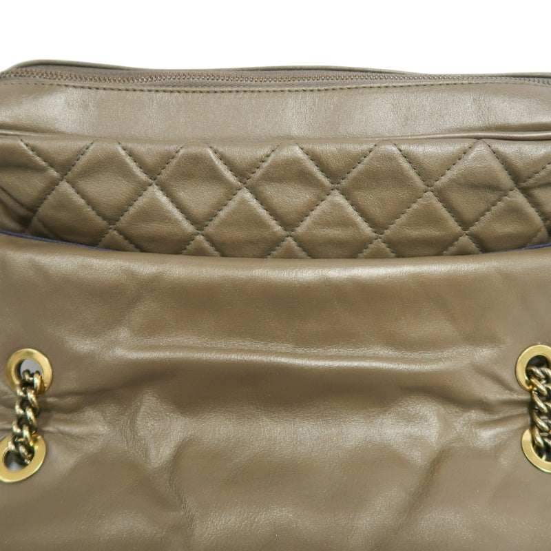CHANEL Classic Flap CF Calfskin Shoulder Bag Gold Brown Gold-Tone Hardware