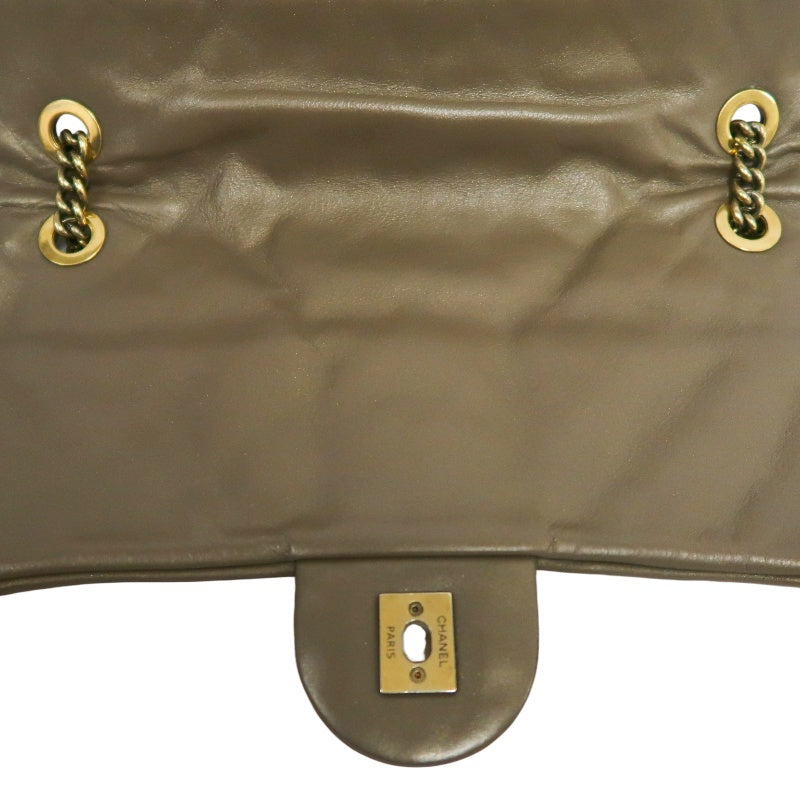 CHANEL Classic Flap CF Calfskin Shoulder Bag Gold Brown Gold-Tone Hardware