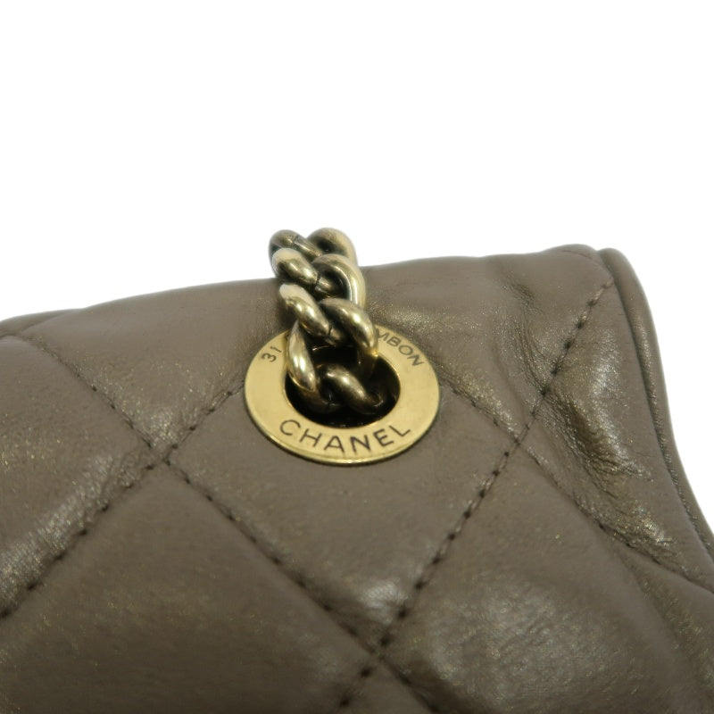 CHANEL Classic Flap CF Calfskin Shoulder Bag Gold Brown Gold-Tone Hardware