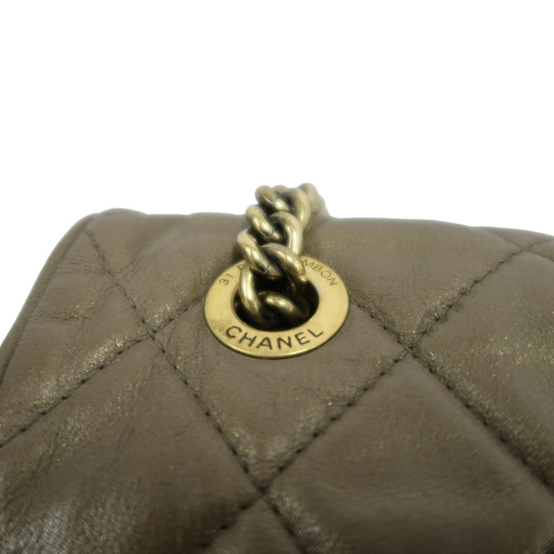 CHANEL Classic Flap CF Calfskin Shoulder Bag Gold Brown Gold-Tone Hardware