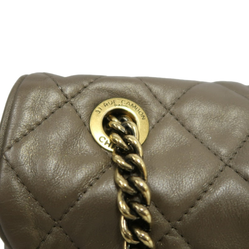 CHANEL Classic Flap CF Calfskin Shoulder Bag Gold Brown Gold-Tone Hardware