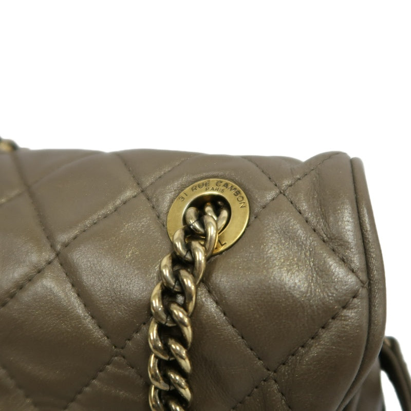 CHANEL Classic Flap CF Calfskin Shoulder Bag Gold Brown Gold-Tone Hardware