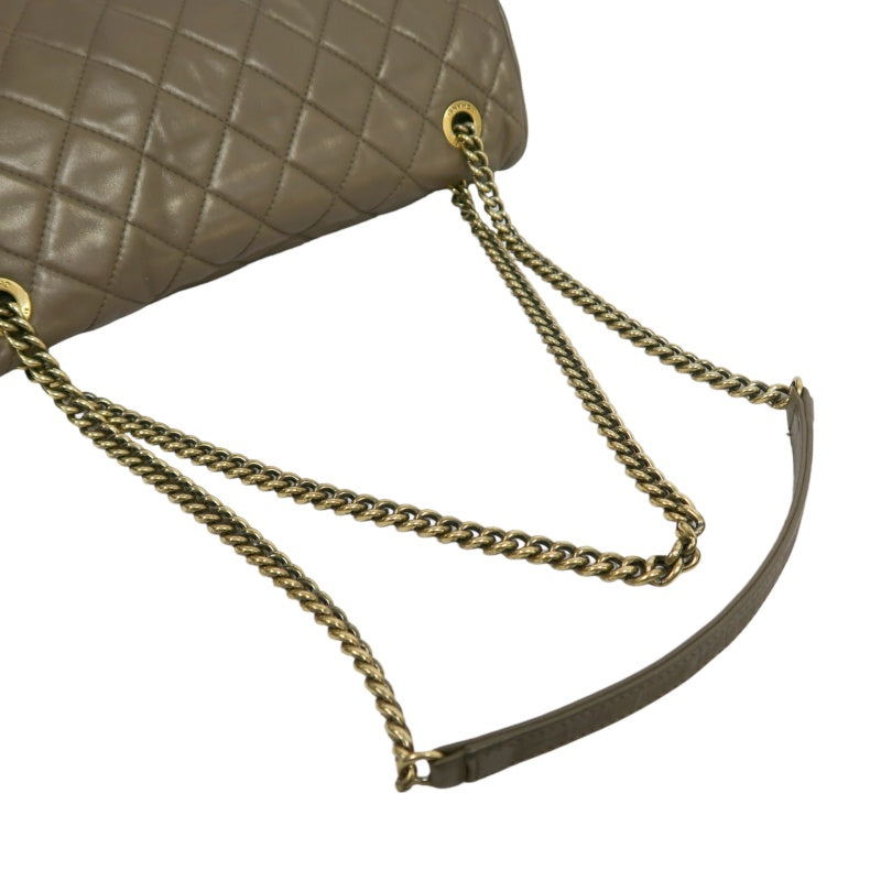 CHANEL Classic Flap CF Calfskin Shoulder Bag Gold Brown Gold-Tone Hardware