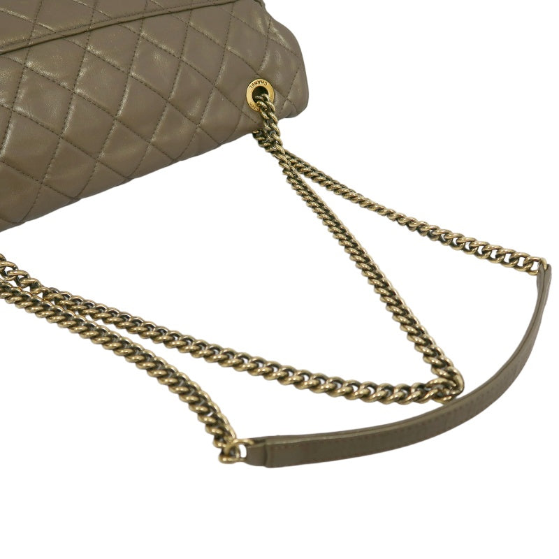 CHANEL Classic Flap CF Calfskin Shoulder Bag Gold Brown Gold-Tone Hardware