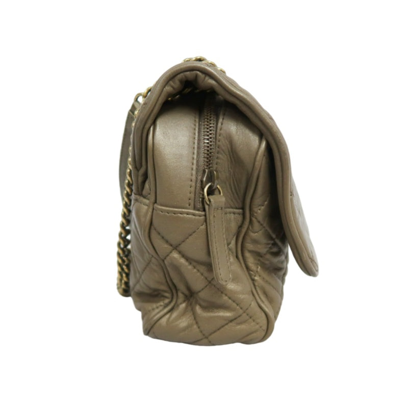 CHANEL Classic Flap CF Calfskin Shoulder Bag Gold Brown Gold-Tone Hardware