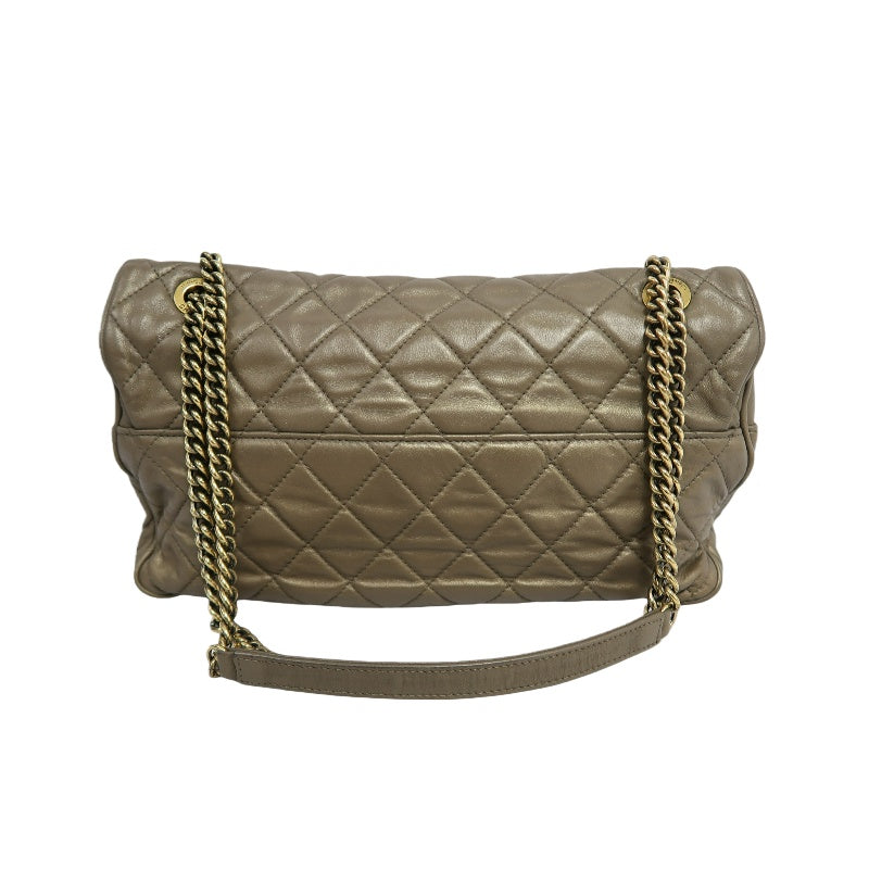 CHANEL Classic Flap CF Calfskin Shoulder Bag Gold Brown Gold-Tone Hardware