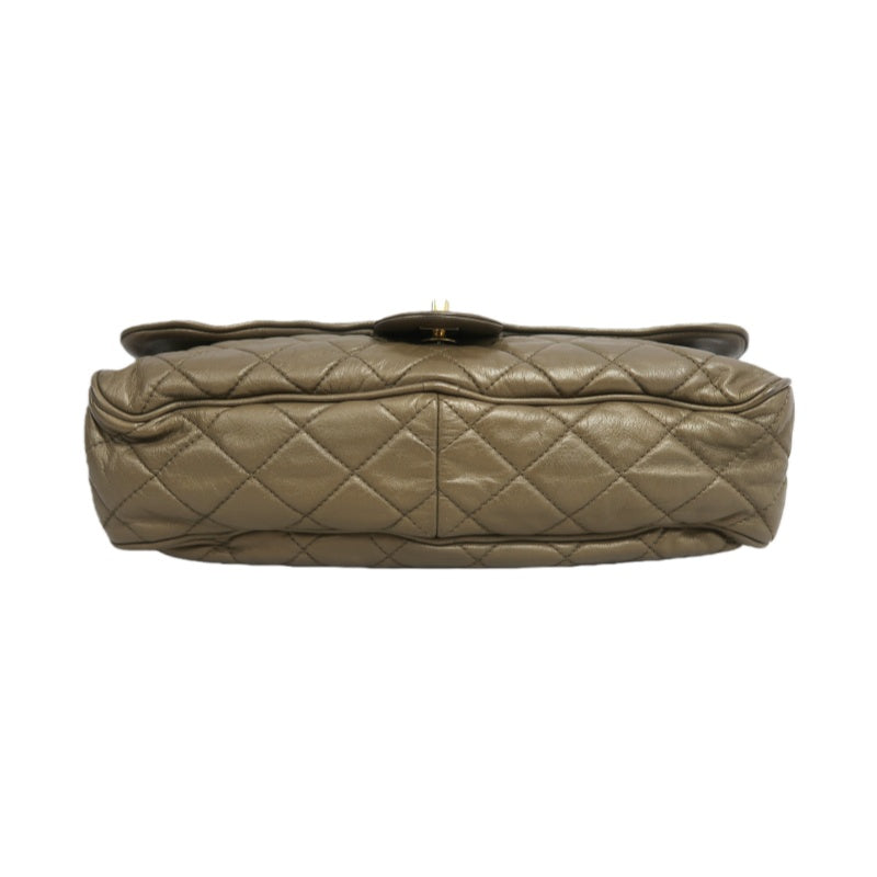 CHANEL Classic Flap CF Calfskin Shoulder Bag Gold Brown Gold-Tone Hardware