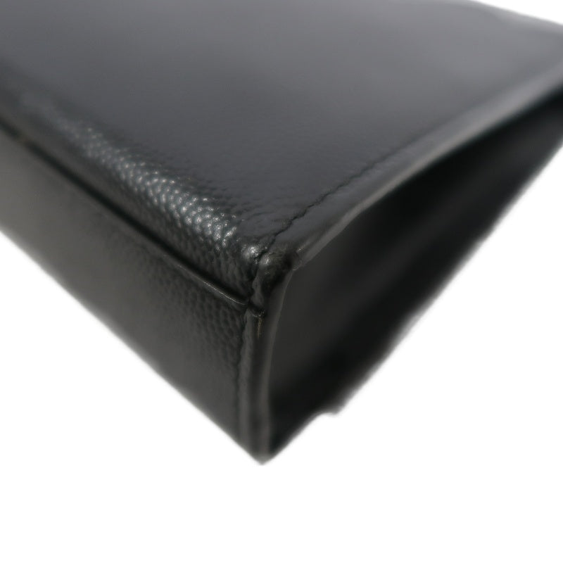 YVES SAINT LAURENT Calf Leather Flap Logo Shoulder Bag Black