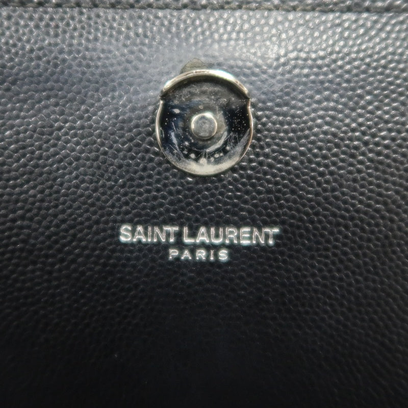 YVES SAINT LAURENT Calf Leather Flap Logo Shoulder Bag Black
