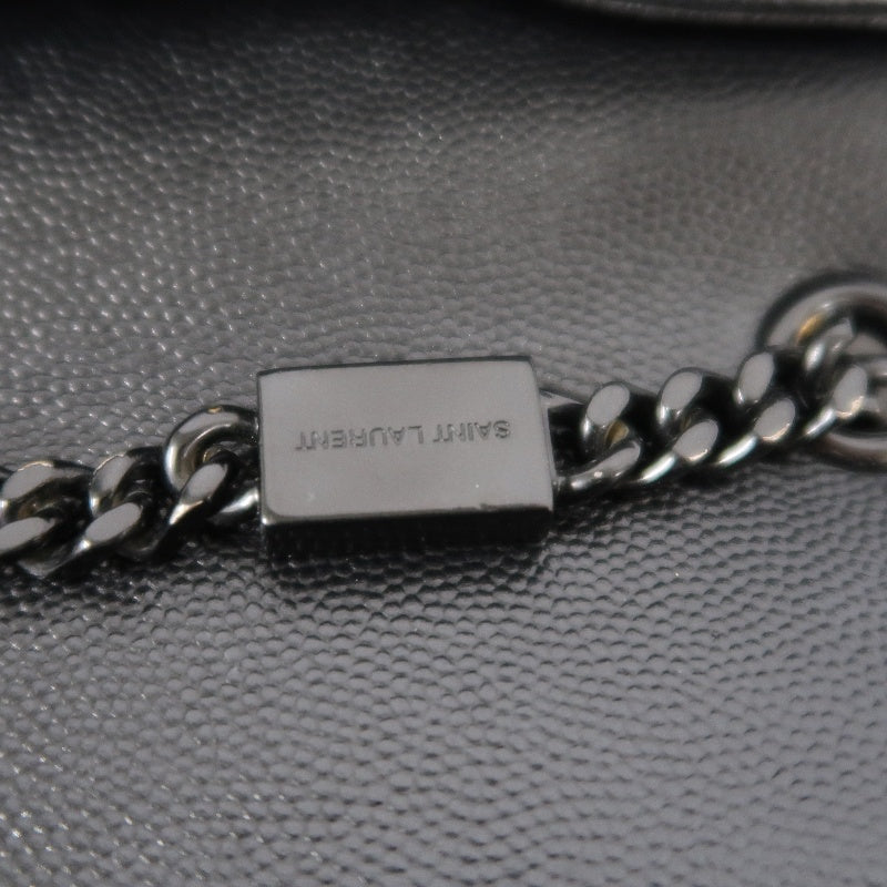 YVES SAINT LAURENT Calf Leather Flap Logo Shoulder Bag Black